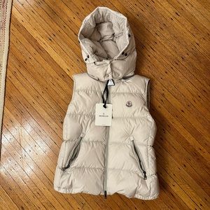 moncler cream vest with detachable hood